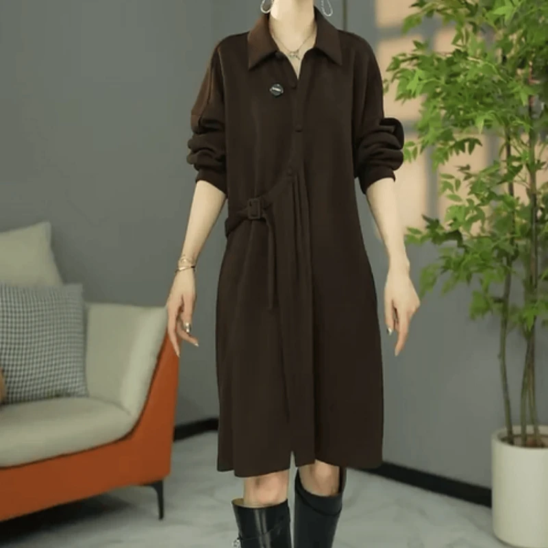 B431【连衣裙】2025秋冬新款时尚高货欧版宽松休闲洋气加厚连衣裙