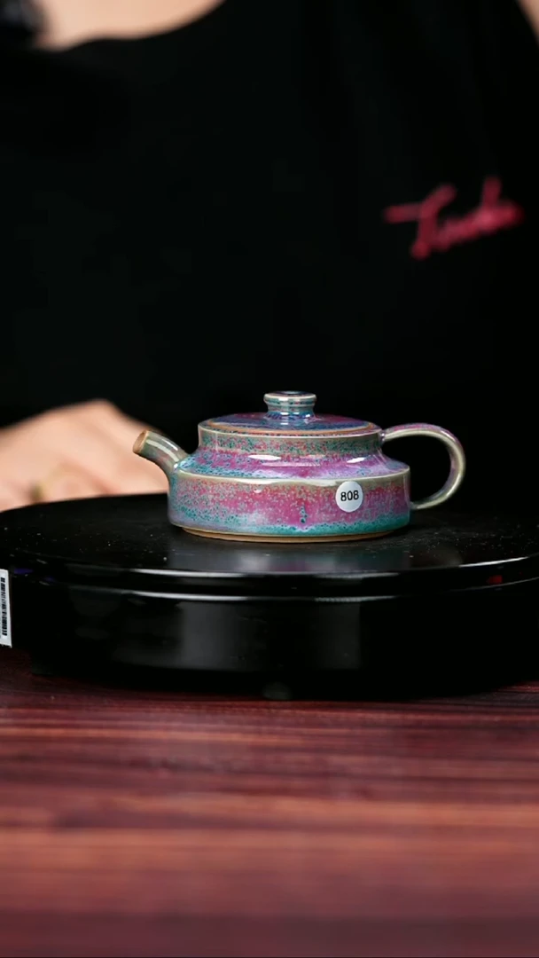 壶808#于大鹏一级品原矿钧瓷虚扁壶