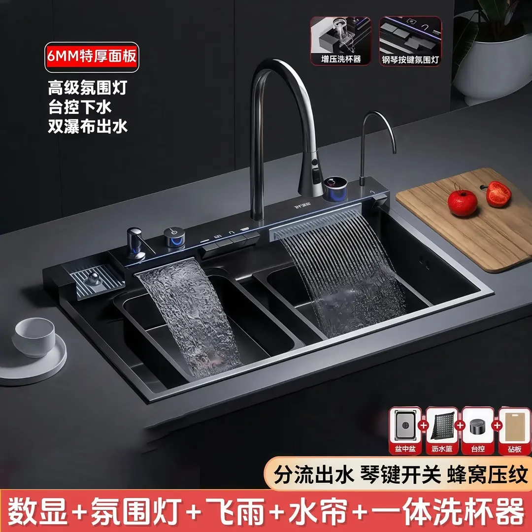 JOMOW6.0MM纳米水槽304不锈钢大单槽厨房鲸鱼蜂窝洗菜盆池洗碗槽