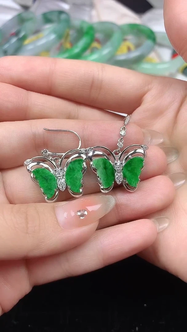 【闪购商品】翡翠耳饰银S925镶嵌耳饰