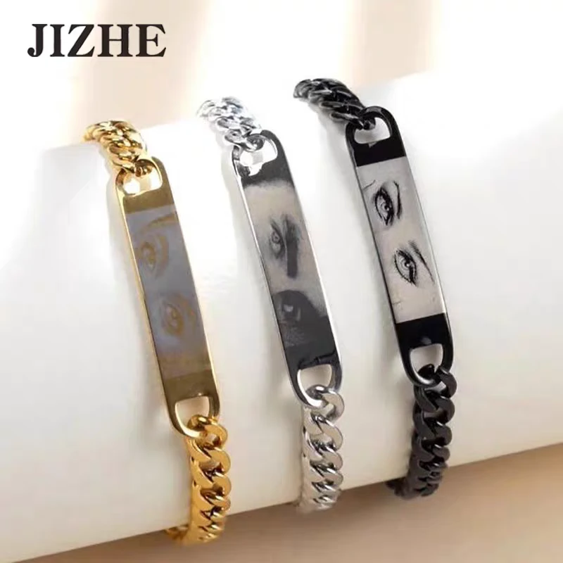 钛钢手链 情侣款时尚简约刻眼睛图片手链欧美新款手饰个性饰品