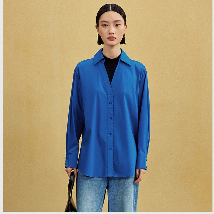 【珊珊专属】专柜正品拼接撞色双重领衬衣设计感时尚直身高级感衬衫