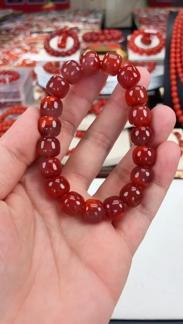 南红玛瑙瓦西老型手串12+未镶嵌一个/条