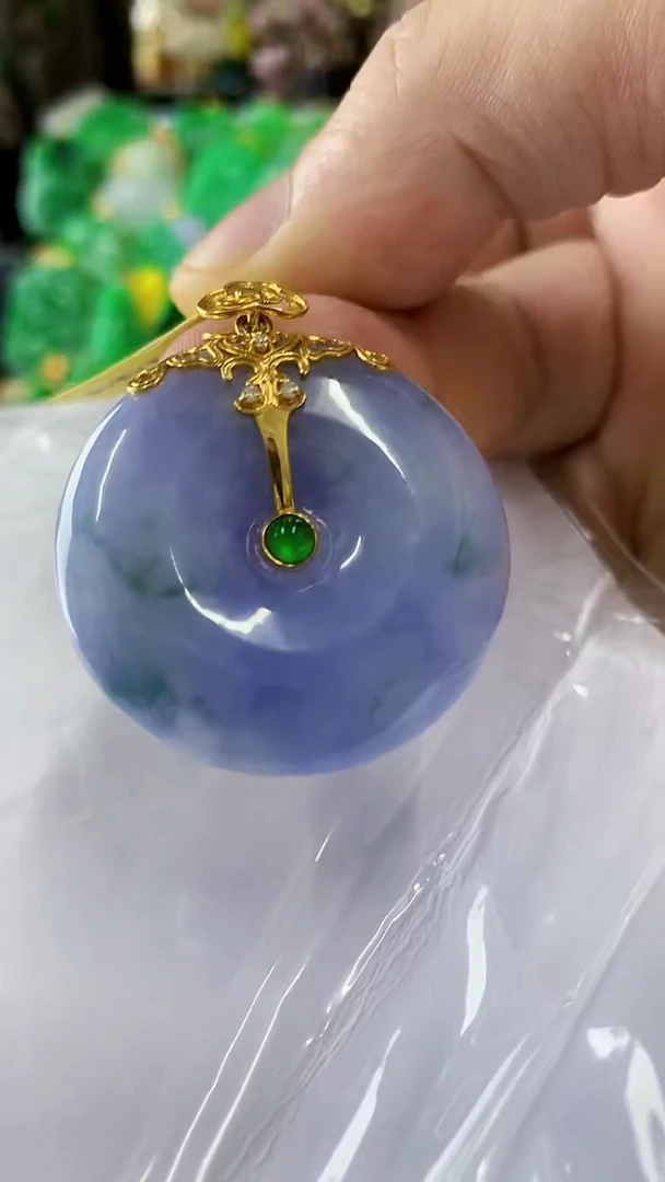 翡翠18K金镶嵌吊坠(不含链)挂件