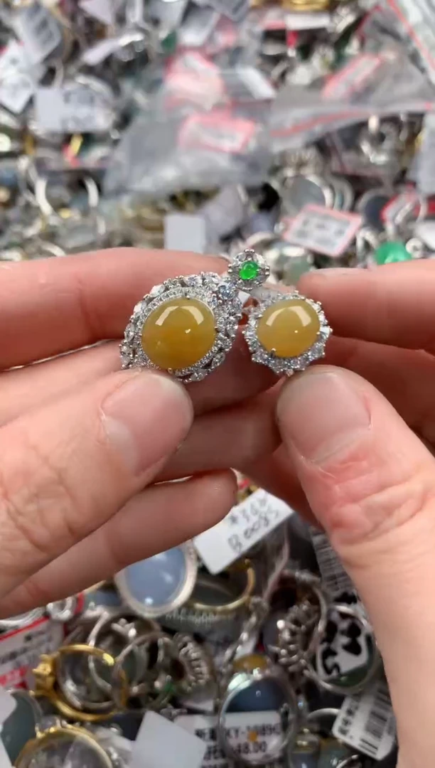 银S925镶嵌戒指翡翠10   8