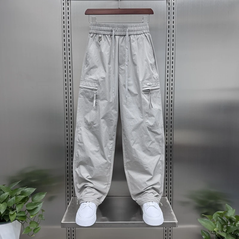 潮牌2025春夏季薄款痞帅工装裤男士宽松直筒裤青年户外速干休闲裤
