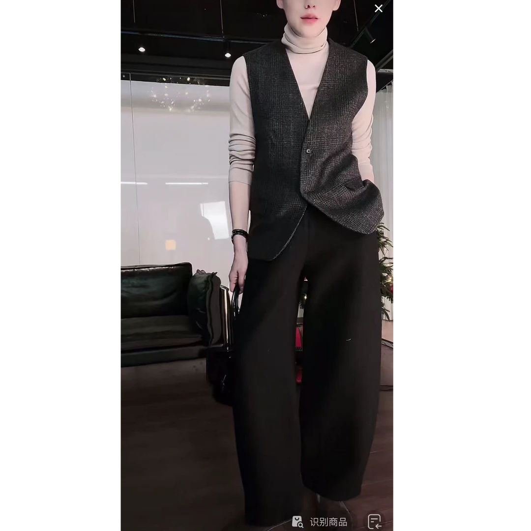 意大利强缩羊毛一条过冬 前面平腰 后面牛皮筋腰 裤子 K0811