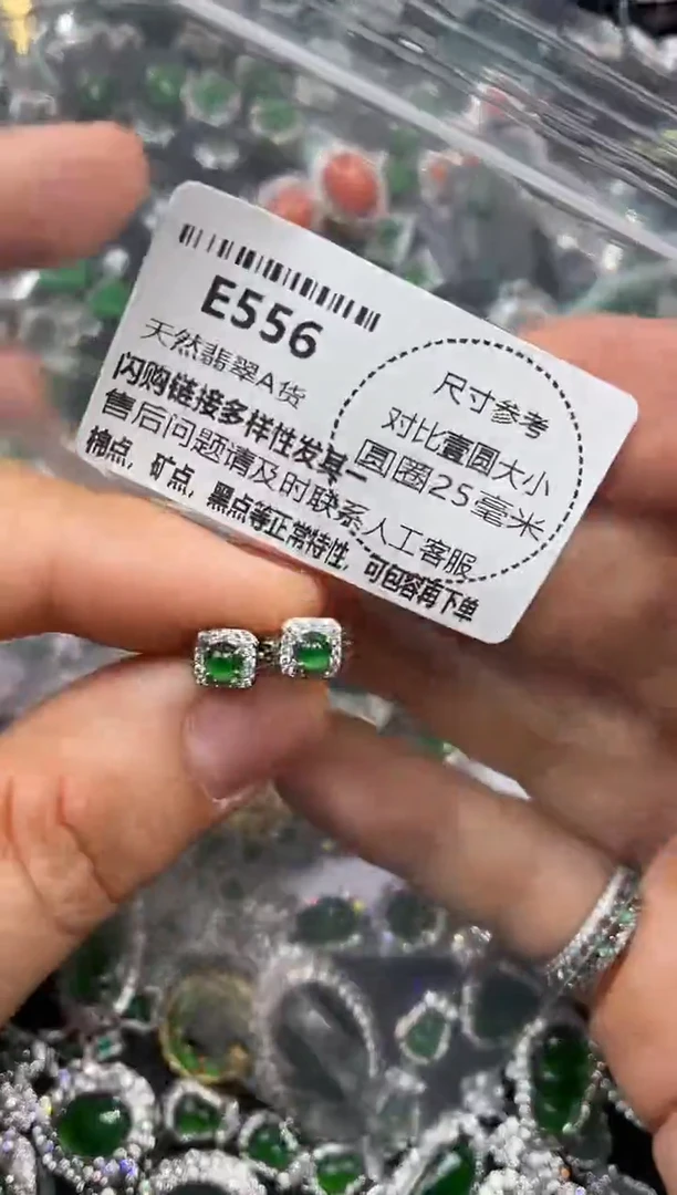 颈饰未镶嵌翡翠E556耳扣