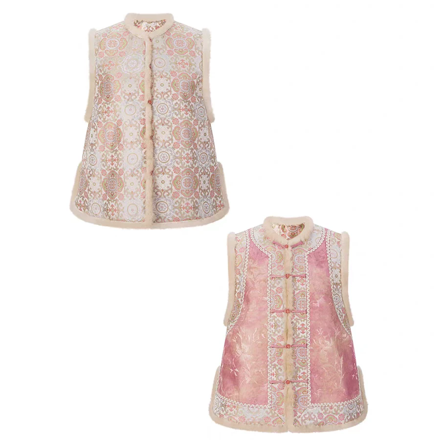 《若薇》新中式轻奢冬季加棉马甲 加厚双面双穿