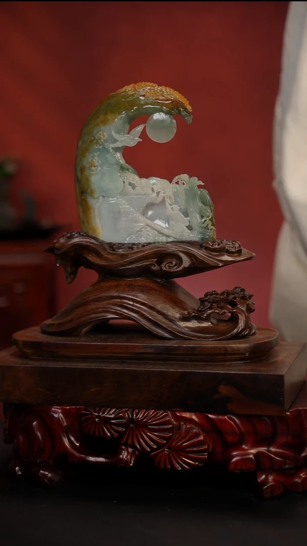 未镶嵌摆件翡翠月上柳梢头