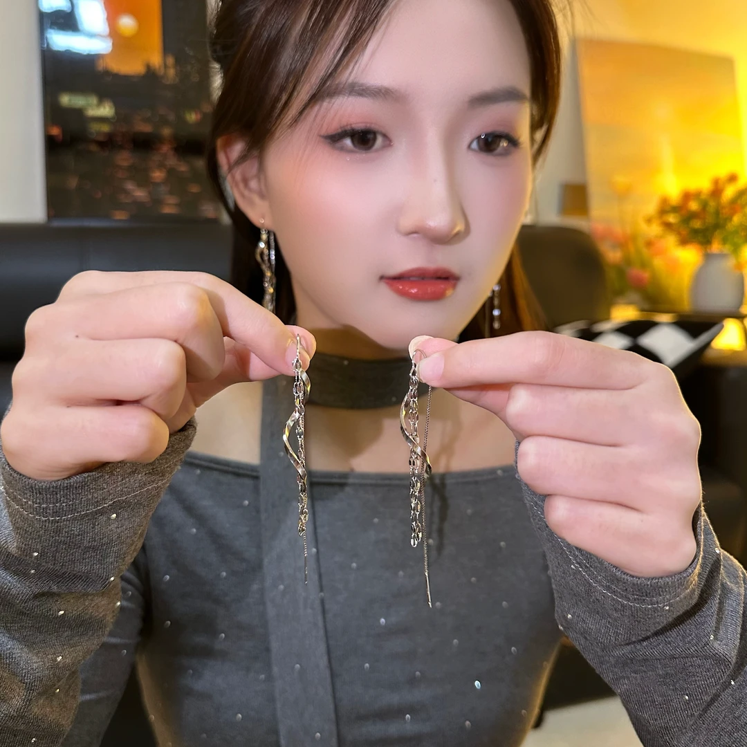 铜合金耳饰 长流苏耳饰显脸小耳环简约百搭冷淡风耳饰轻奢小众