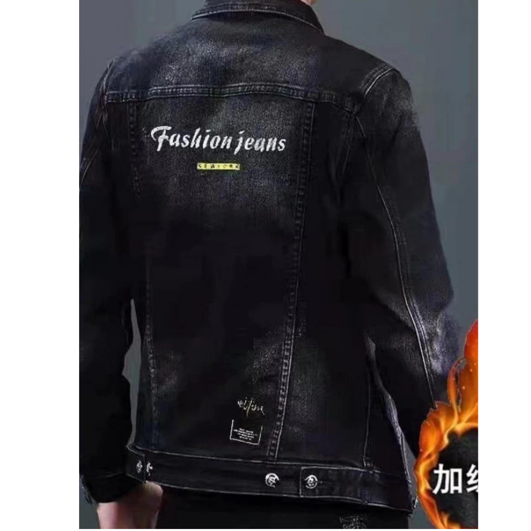 曼库帕娅秋冬男士牛仔外套加绒加厚外穿上衣夹克休闲大码男装牛仔