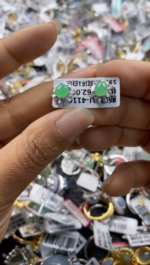 银S925镶嵌戒指翡翠6666----4