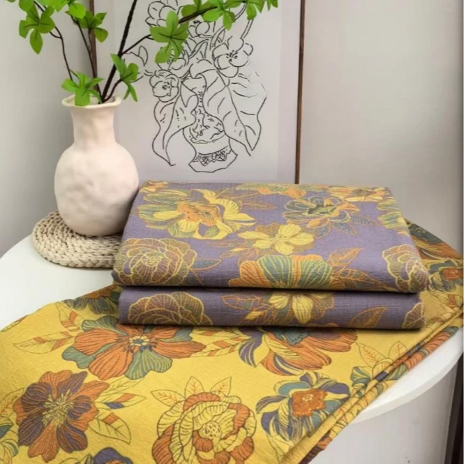 双层纱床单--金彩花韵柔软舒适透气新款高级感亲肤夏季用床单