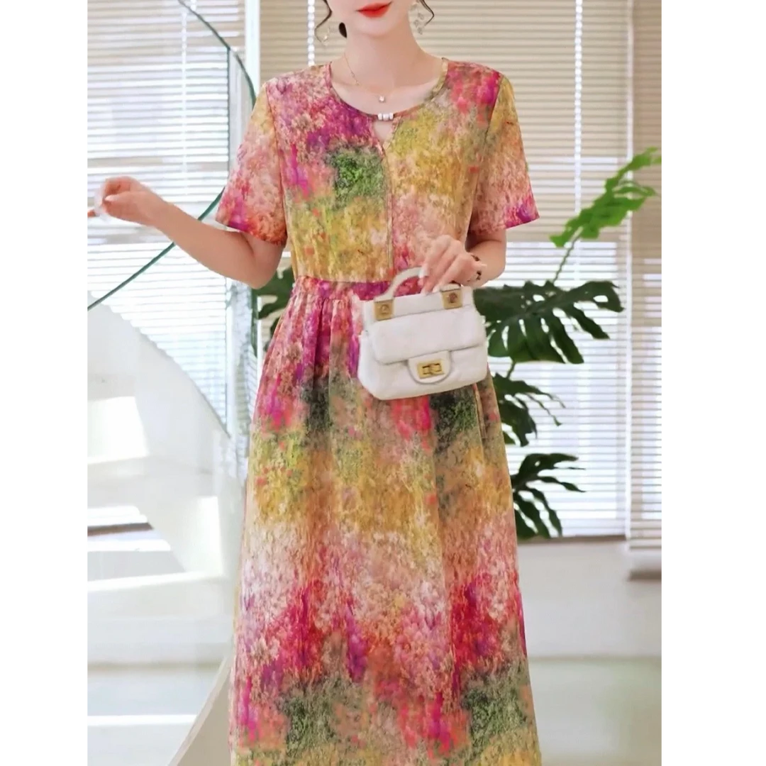 夏季新款8806连衣裙减龄印花显瘦