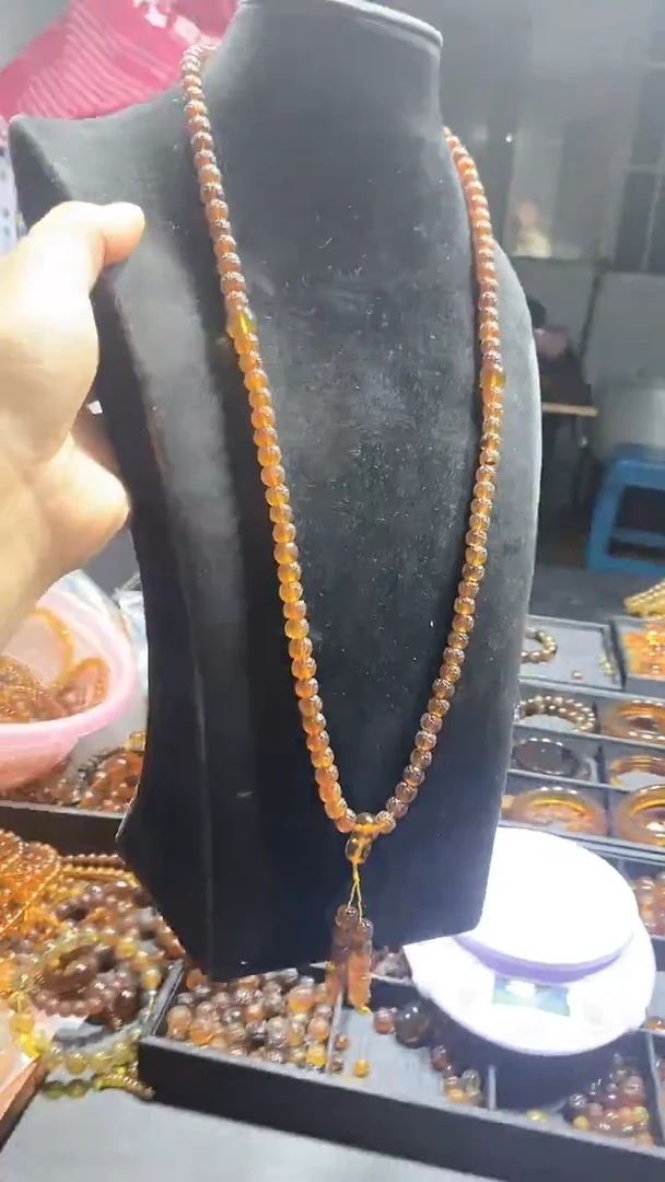 琥珀颈饰未镶嵌天然缅甸琥珀金刚菩提手串