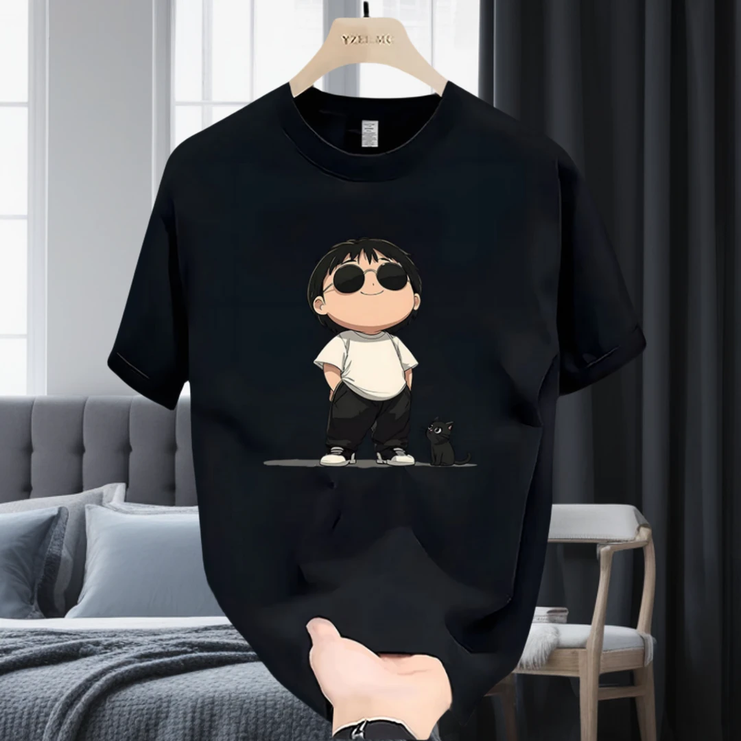 夏季2025新款爆款潮牌男士纯棉短袖T恤男款百搭圆领字母印花上衣