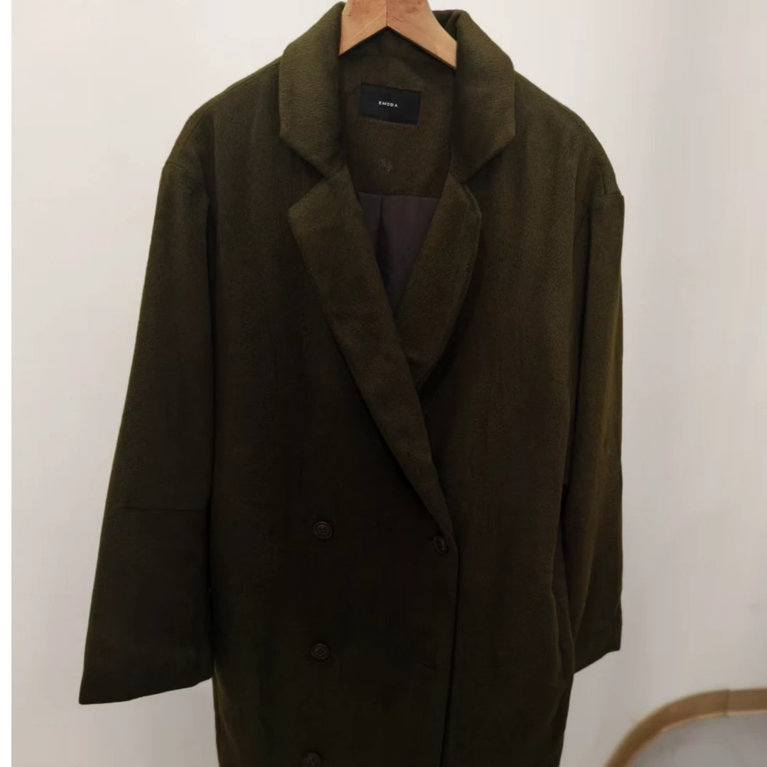 W2155中长款大衣毛呢大衣休闲潮流长款百搭