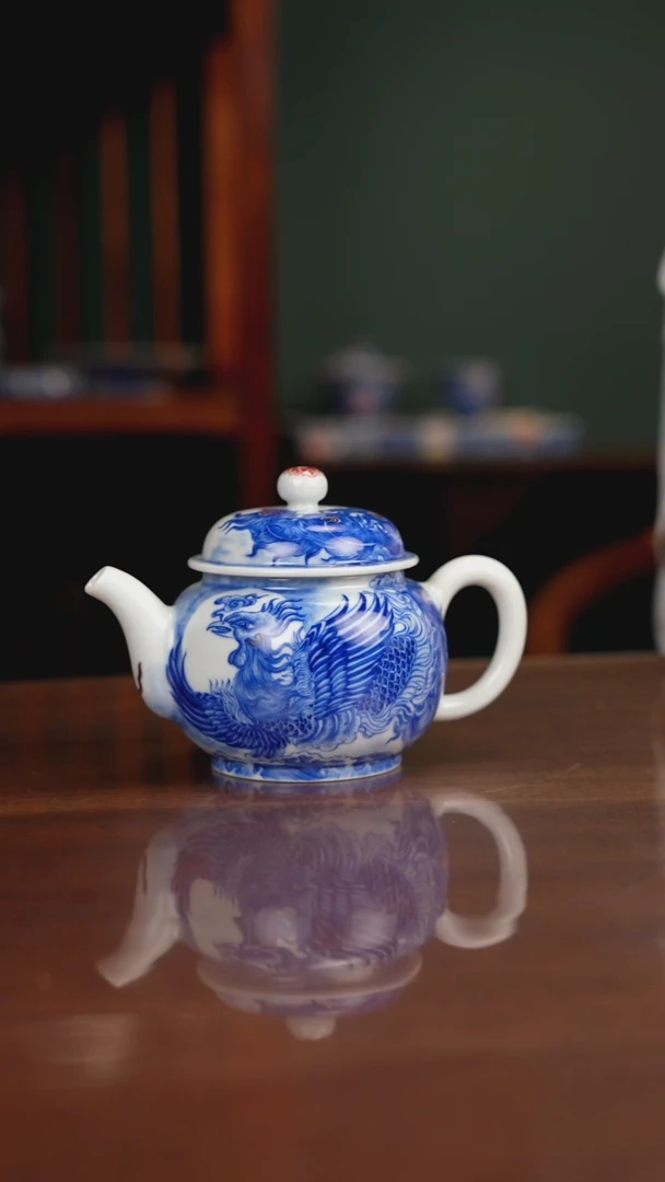 自成堂柴窑 龙凤茶壶