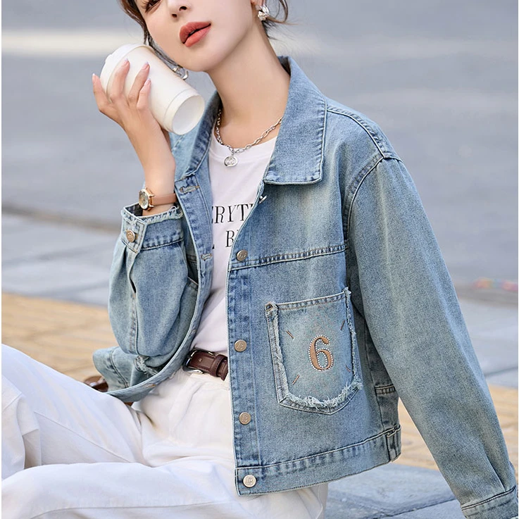 2025年小个子牛仔上衣休闲夹克长袖褂子女装牛仔短外套春秋季新款