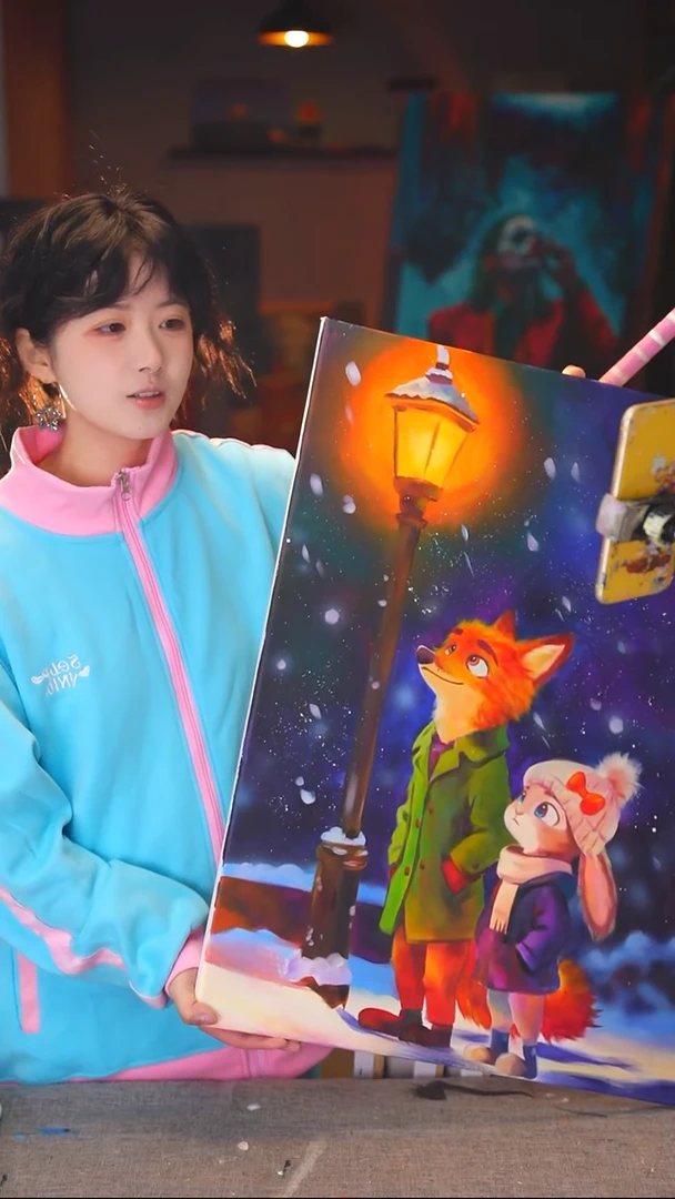 油画B***y尼克狐兔朱迪丙烯画纯手绘