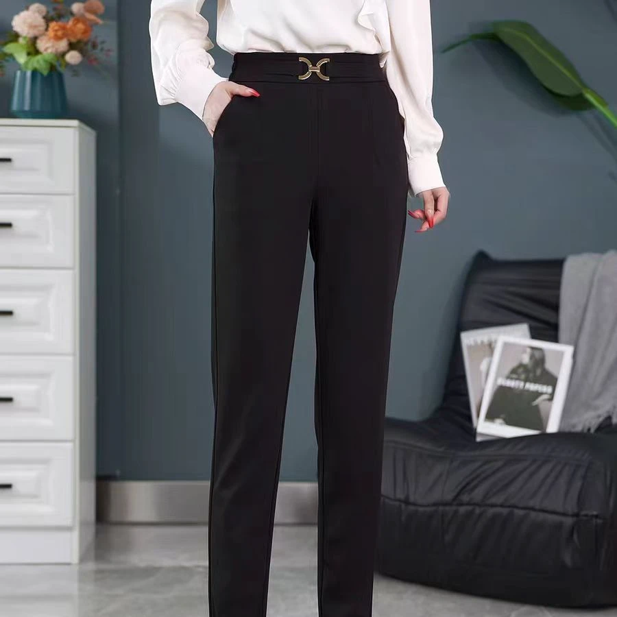 2386/韩版简约百搭休闲直筒西装裤(裤长约100