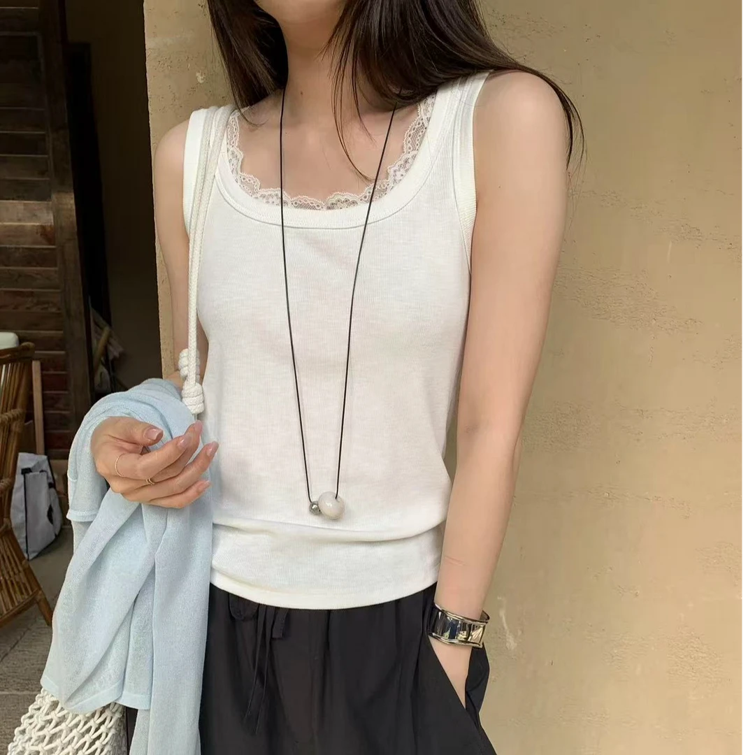 8508搭配工装裤很好看！蕾丝百搭背心
