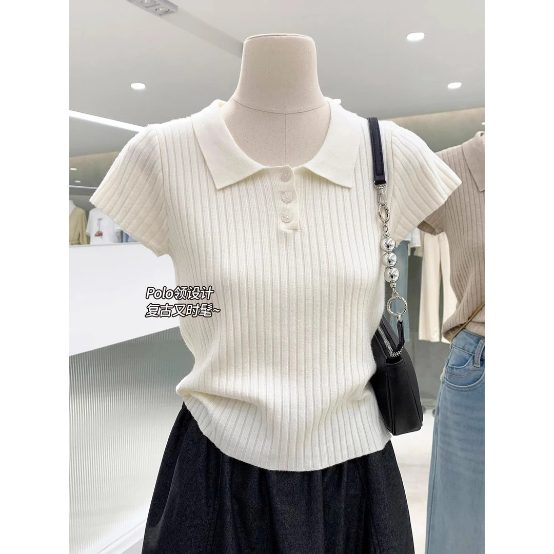 谁穿都好看！巨舒服经典百搭纯色Polo领短袖针织衫T恤上衣女夏季