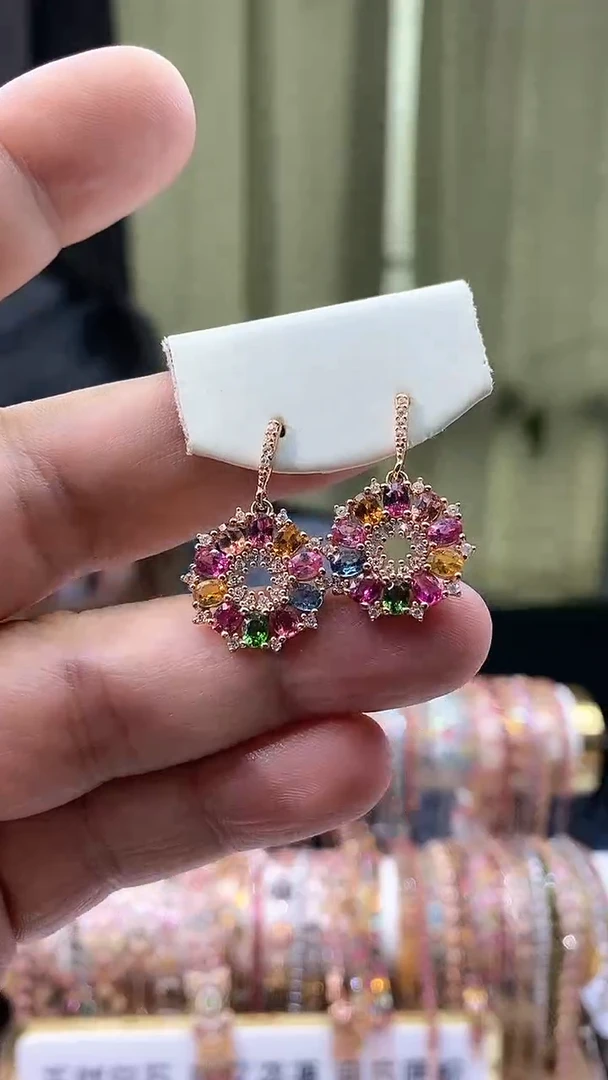 【闪购商品】碧玺耳钉银S925镶嵌1561665615665