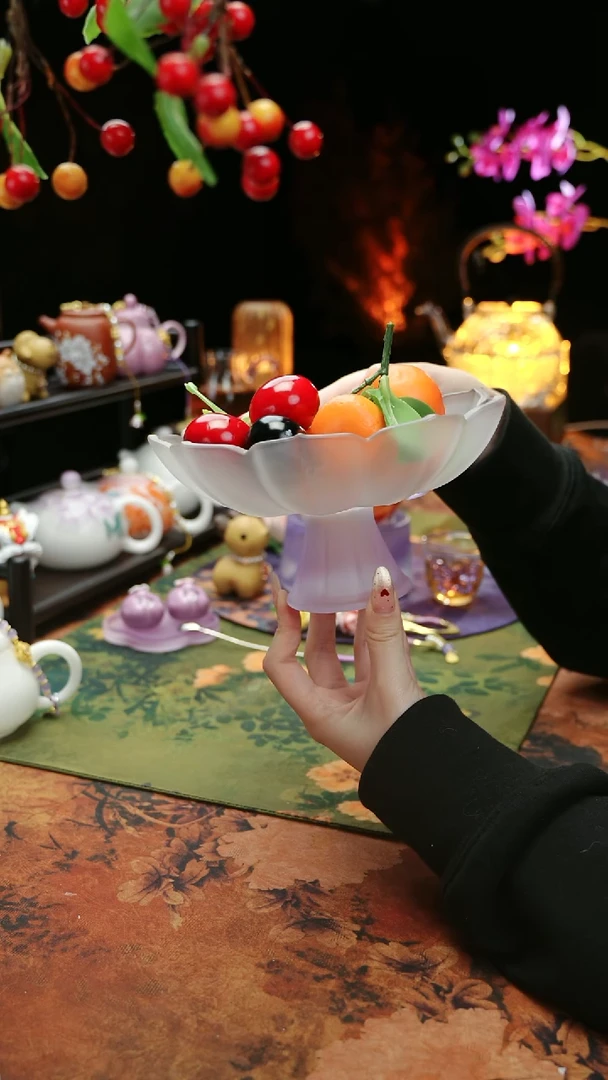 【闪购商品】紫色高足果蝶点心盘