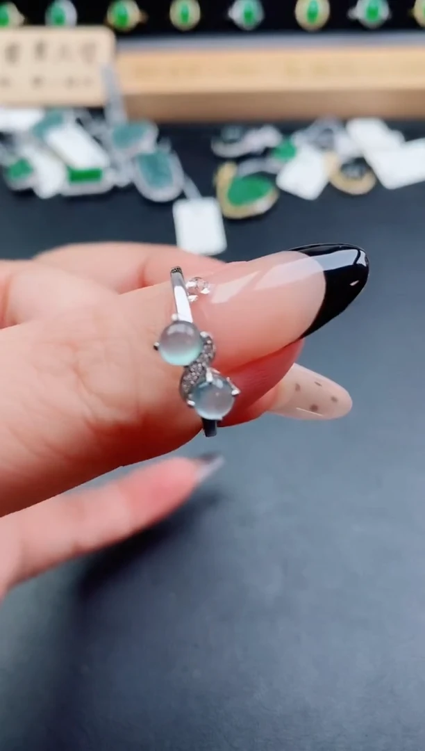 银S925镶嵌戒指翡翠1