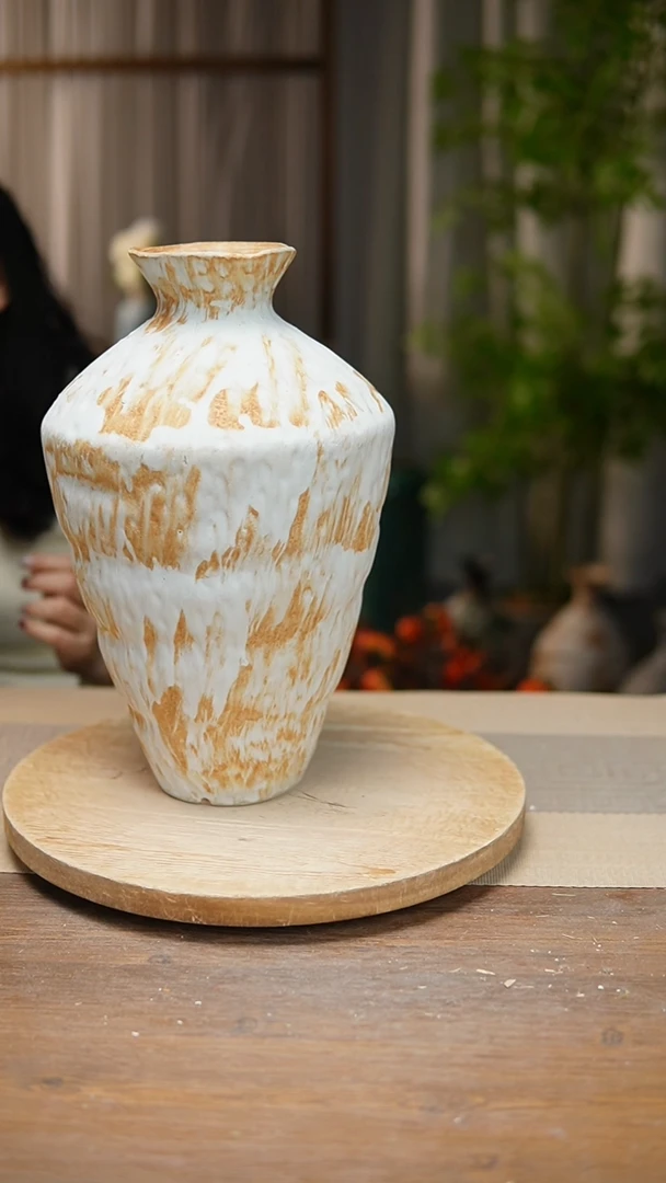 【闪购商品】陶瓷 花器诧寂黄高脚