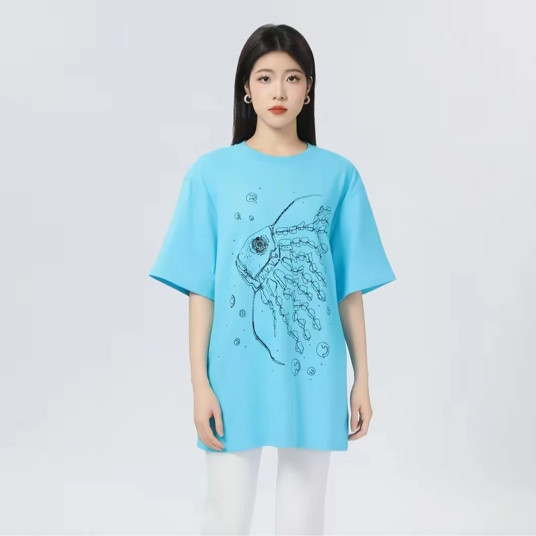 AMASS/阿玛施夏日新款款T恤扎染海洋之声多巴胺圆领上衣5300858