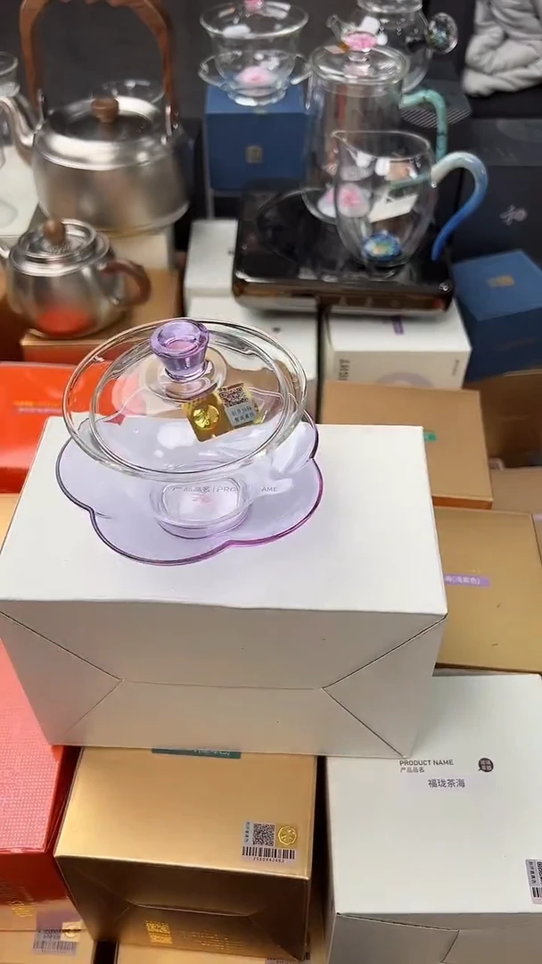 禾器咏荷盖碗浅紫色