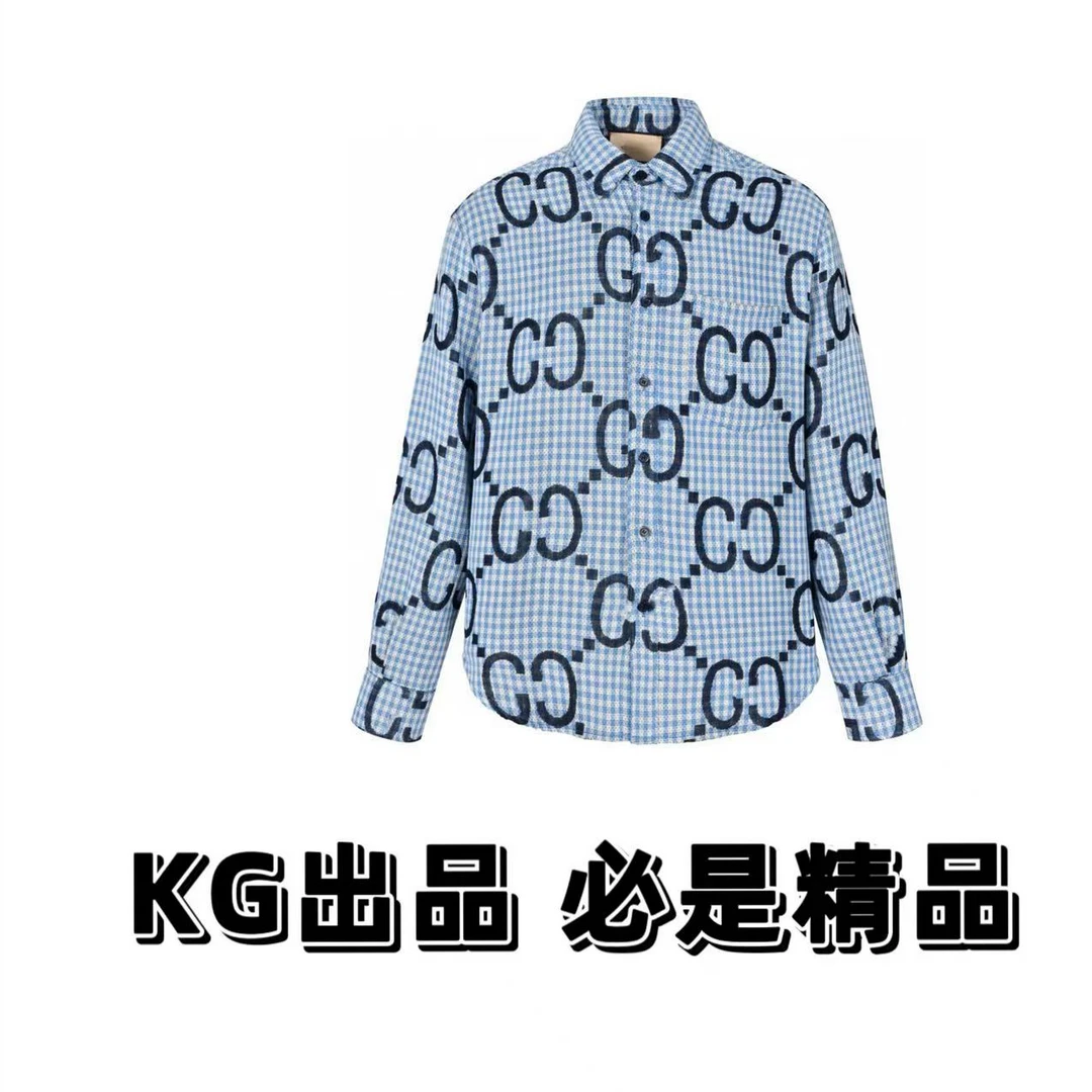kg出品（男女同款）细纹双G满印衬衫
