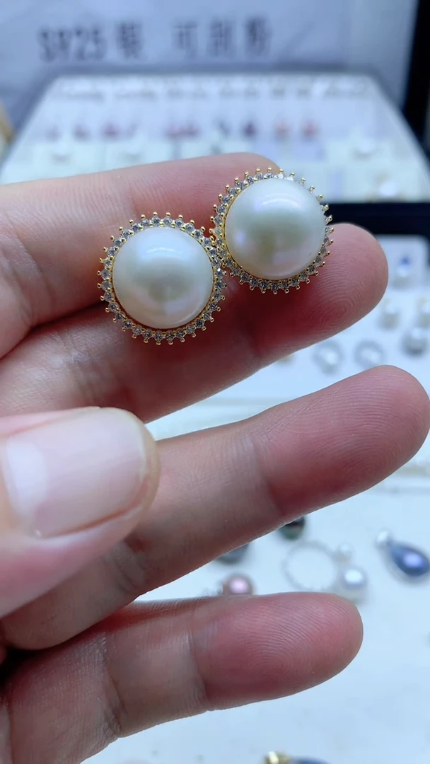 未镶嵌淡水珍珠耳饰13-14