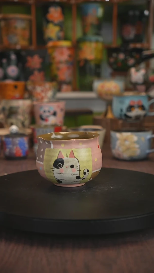 紫砂油画手绘釉下彩脏脏杯