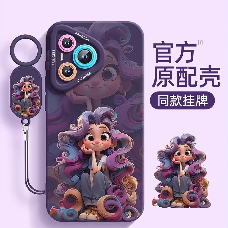 卷发公主适用华为pura80pro手机壳mate80pro唯美网红p70pro少女60