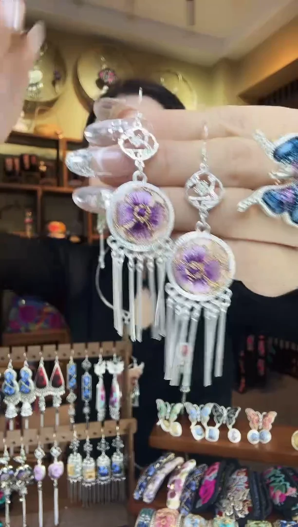 刺绣非遗刺绣民族风耳环