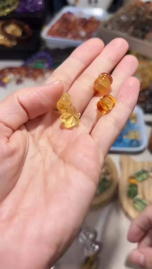 水晶手串未镶嵌L96蜜蜡南瓜珠约卡10单颗