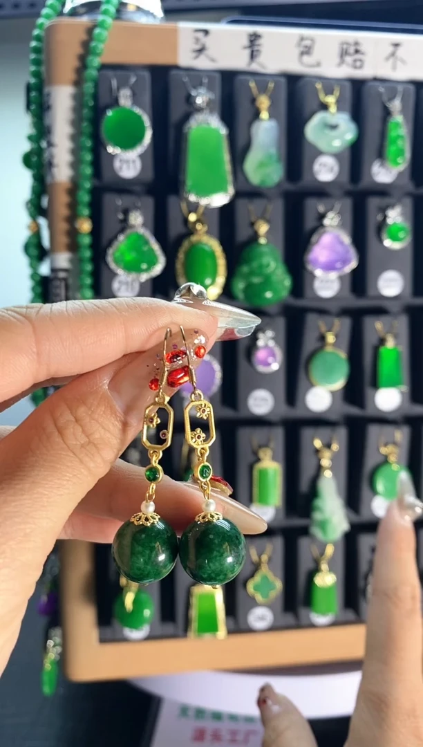 【闪购商品】翡翠耳饰银S925镶嵌011...