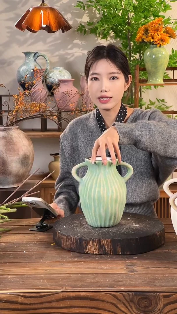 睡莲-双耳大号 陶瓷花瓶