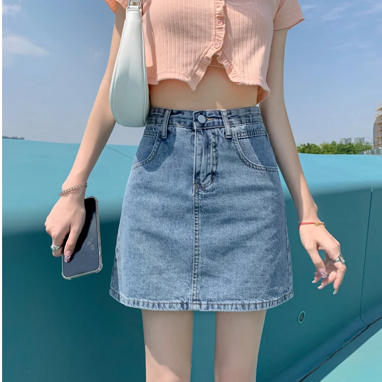 夏季装显瘦a字牛仔小短裙女2025韩版高腰小个子包臀裙牛仔半身裙