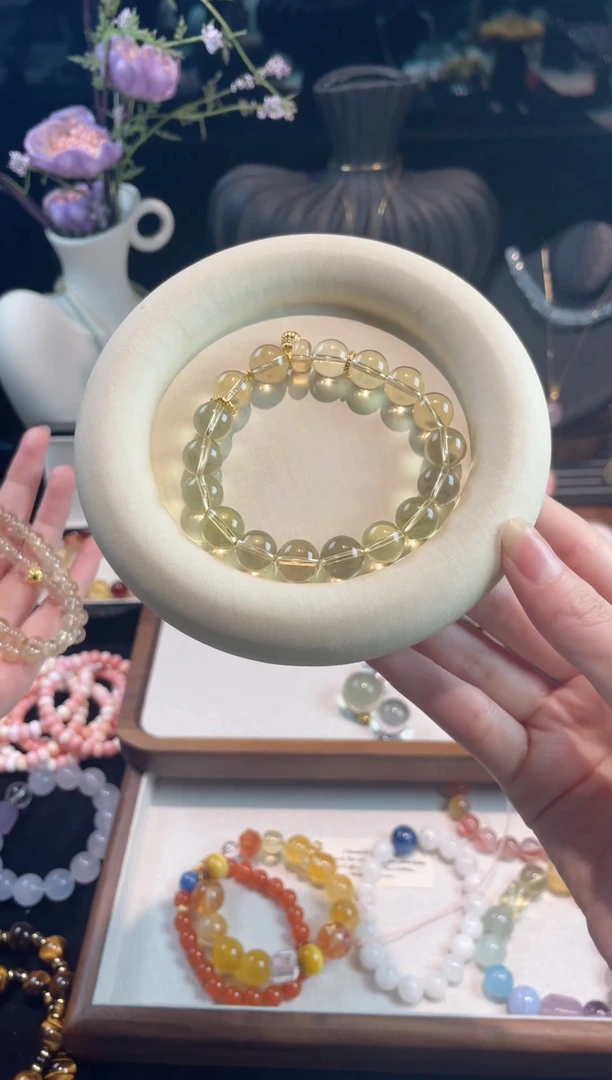 未镶嵌手链水晶天然黄水晶手串搭配银饰