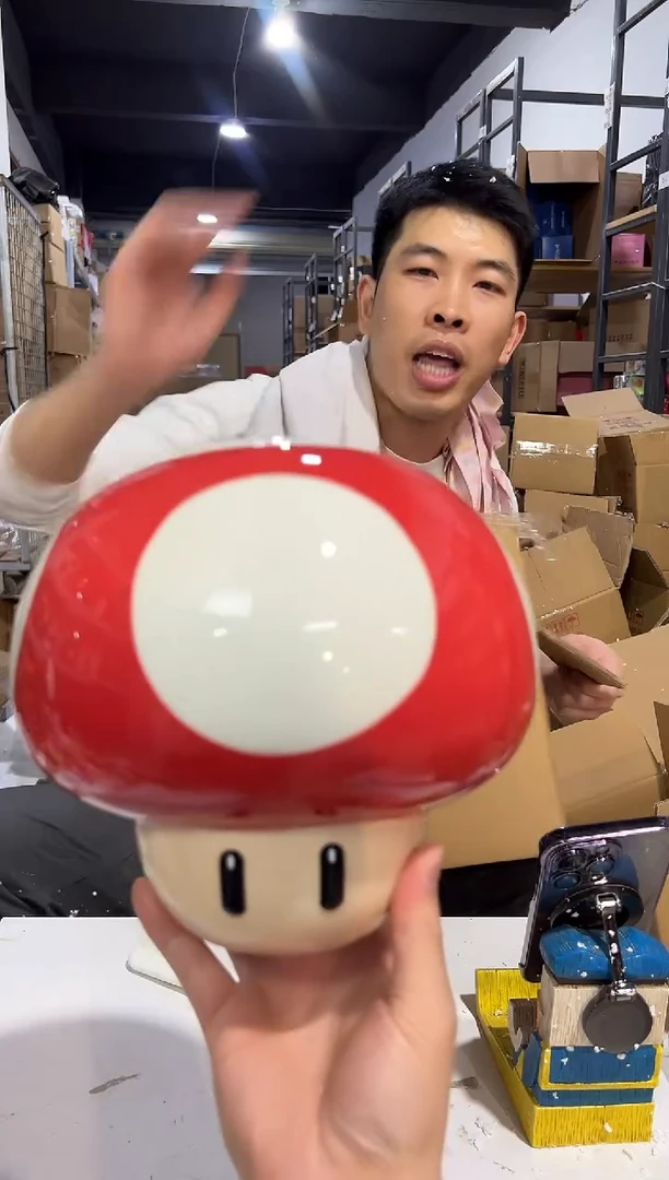 瓷片陶瓷收纳蘑菇罐