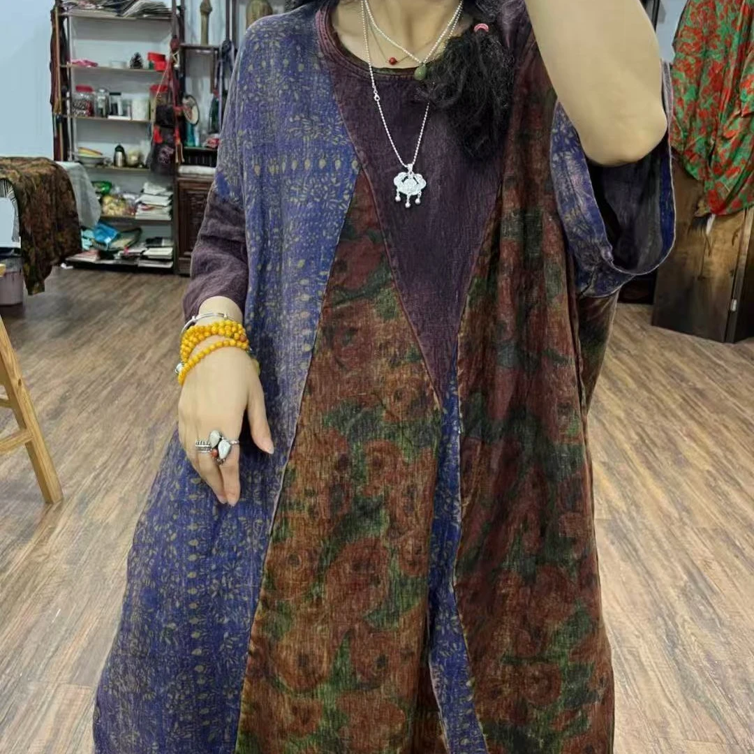 SXI 8725纯亚麻线条裁剪大牌长袍连衣裙（裙长115胸围150）