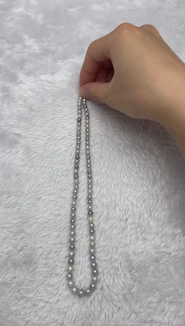 项链银S925镶嵌海水珍珠AK真多麻4.5-6.5mm