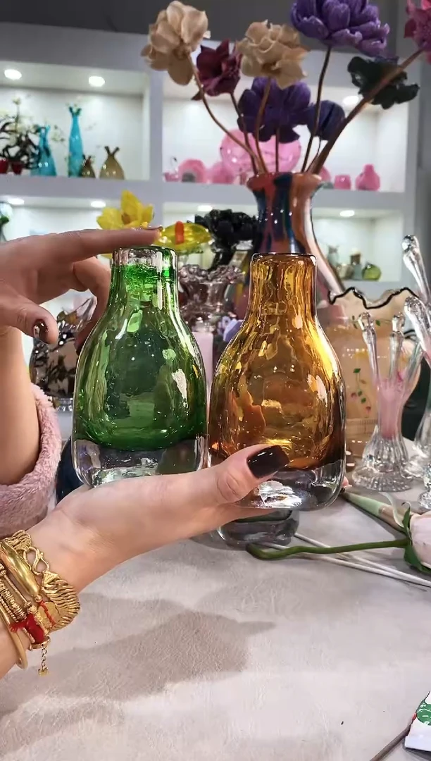慕忆家手作琉璃花瓶一对