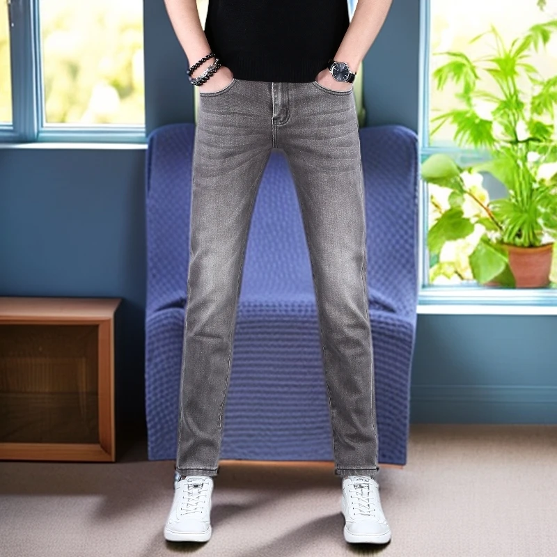 娜罗普西牛仔裤男款秋冬新款弹力修身小脚潮流百搭休闲爆款长裤子