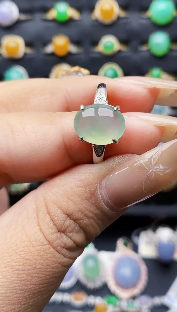 银S925镶嵌戒指翡翠0363